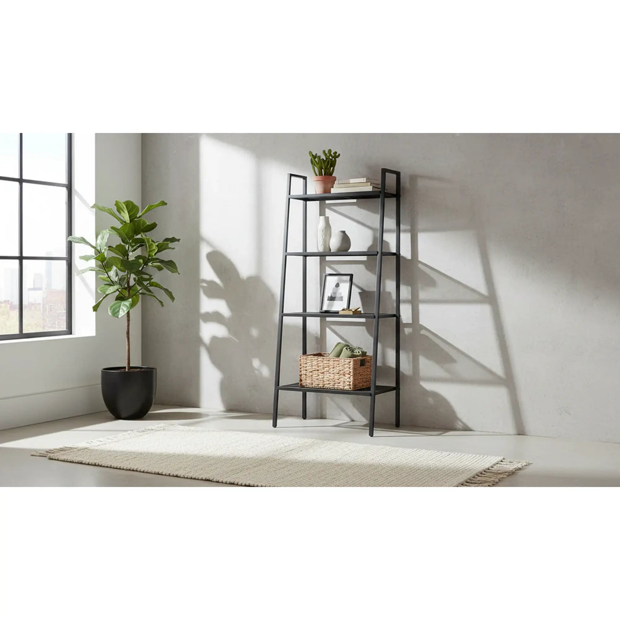 Etajera ALDEA, negru, metal, 60x35x148 cm
