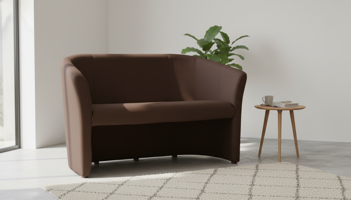 Canapea TM-2, maro inchis, piele ecologica, 126x60x76 cm