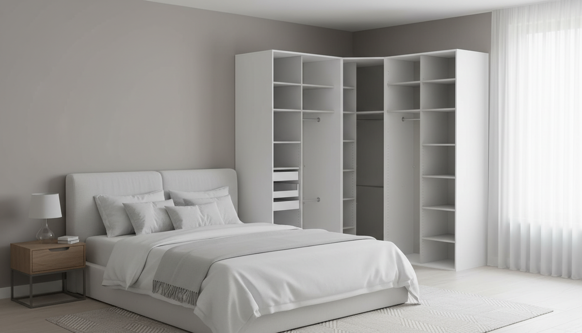 Dressing de colt FLEX, alb, PAL, 223x203x240 cm