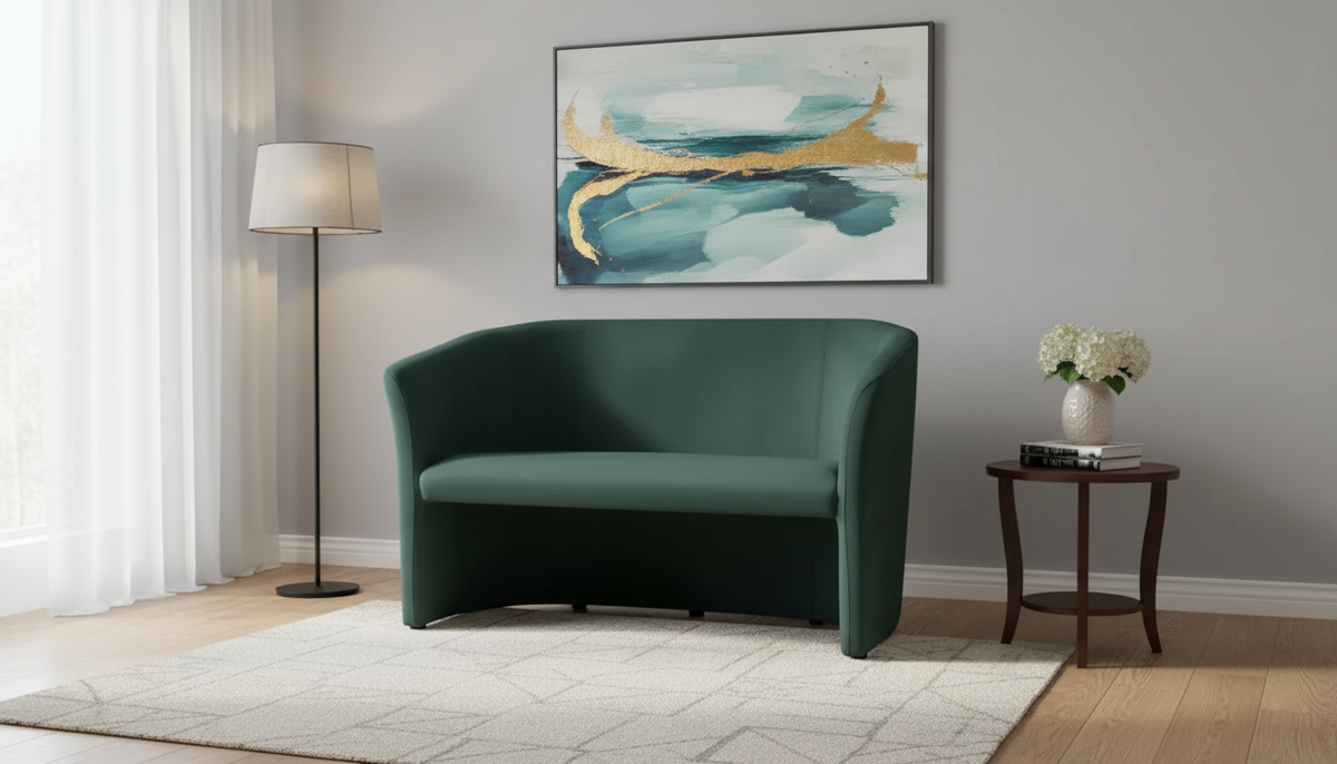 Canapea TM-2, stofa catifelata verde - Bluvel 78, 126x60x76 cm