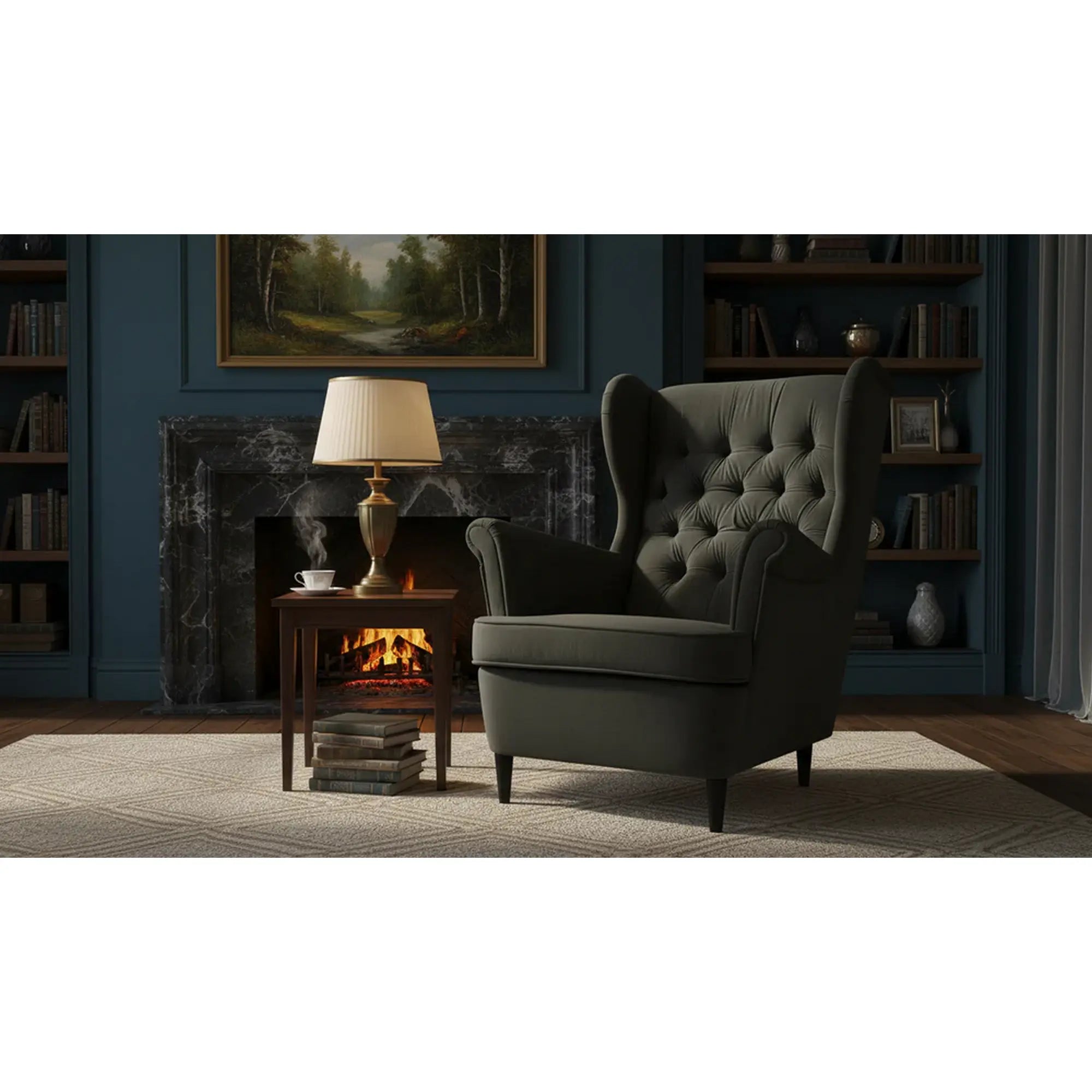Fotoliu HARRY, stofa catifelata neagra - Bluvel 19, 82x92x101 cm