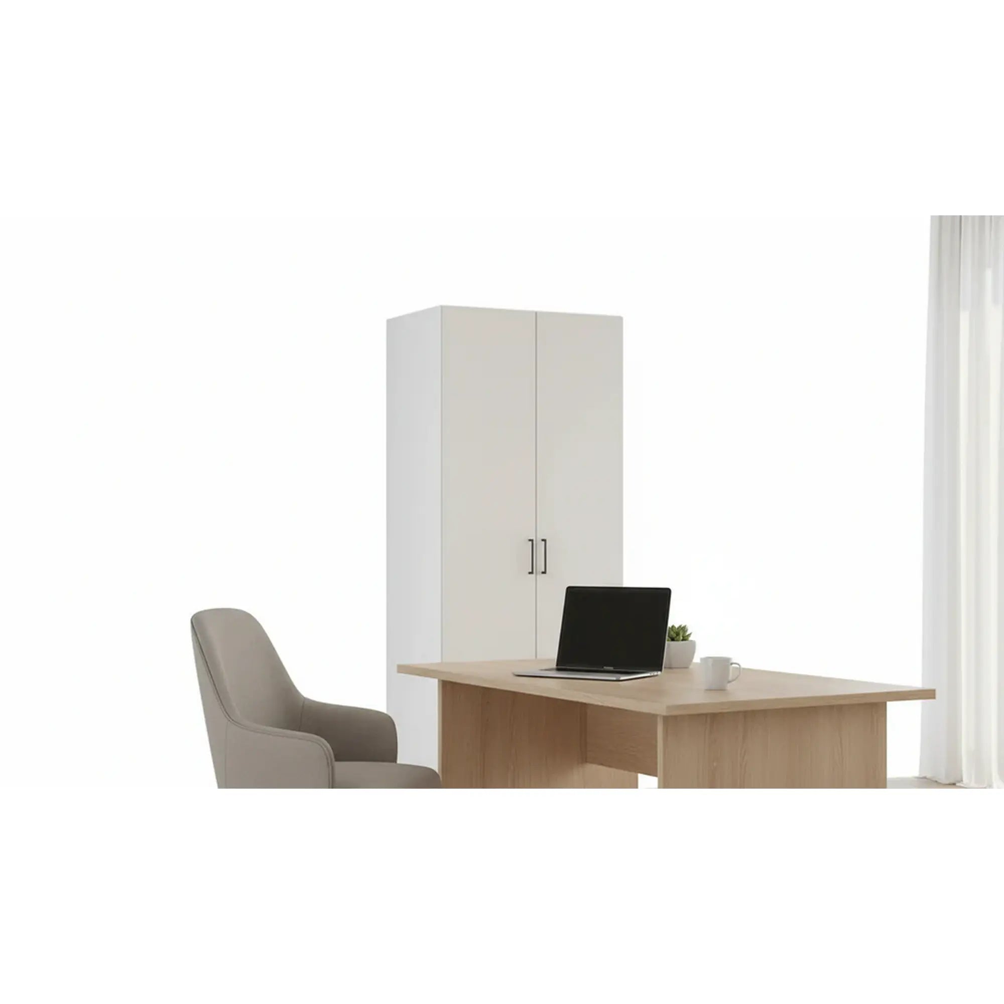 Dulap FLEX, casmir/alb, PAL, cu 2 usi, 100x66x240 cm