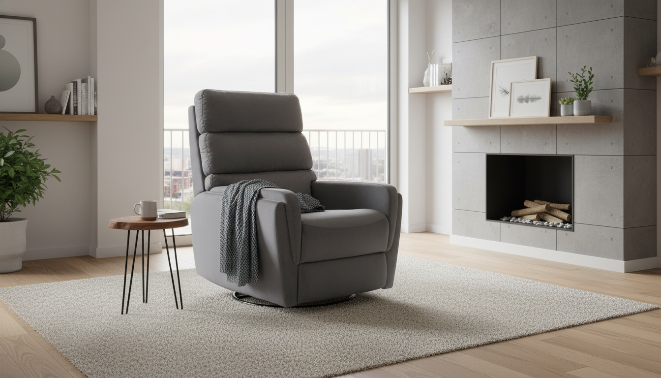 Fotoliu recliner ARGOS, stofa catifelata gri - Bluvel 14, 78x84/162x107 cm