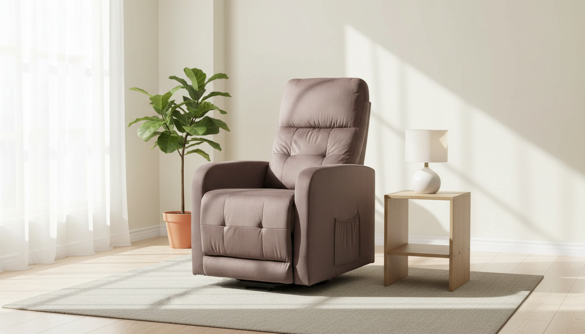 Fotoliu rabatabil OTUS II, stofa catifelata cappuccino - Bluvel 38, 66x92/144x100 cm