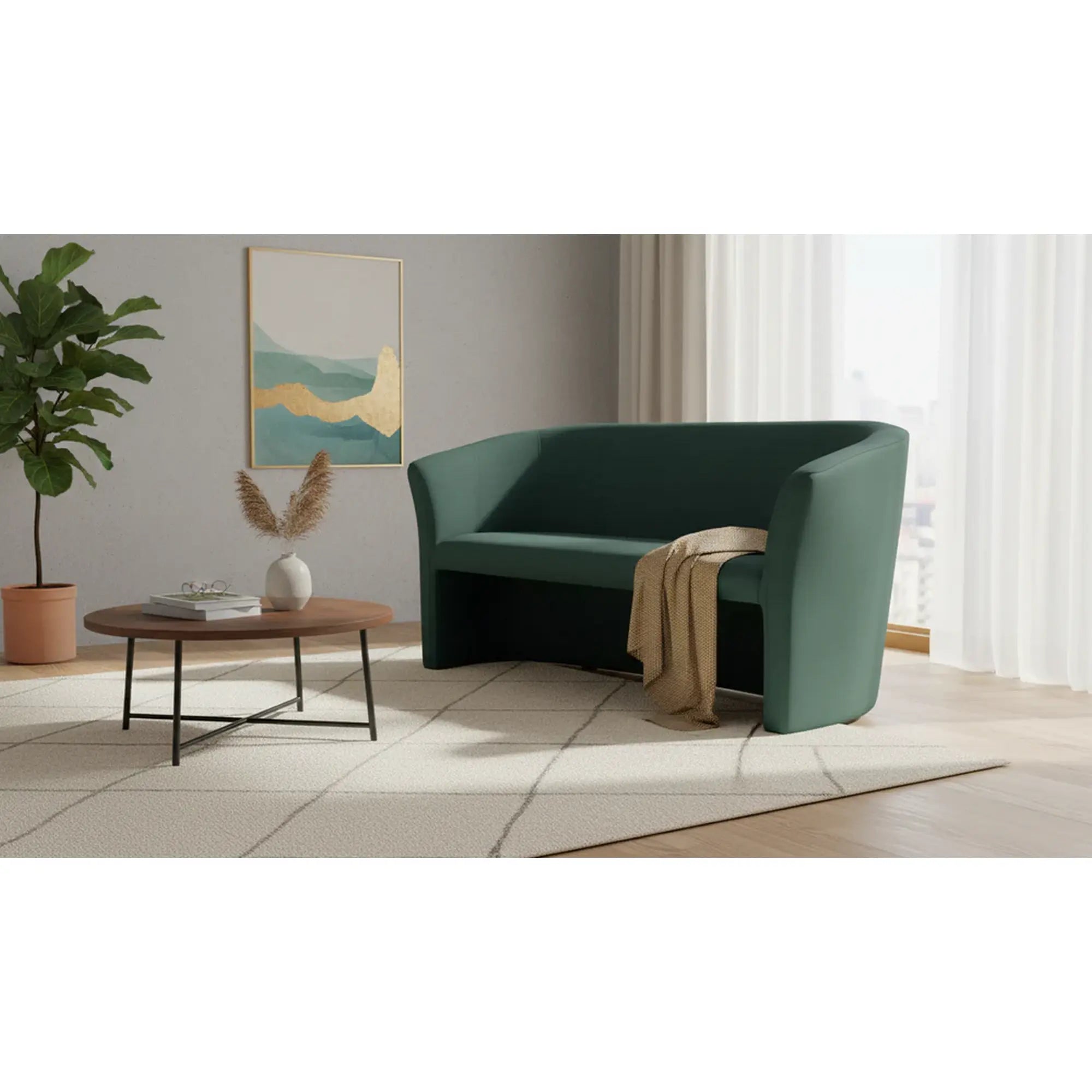 Canapea TM-3, stofa catifelata verde - Bluvel 78, 160x60x76 cm