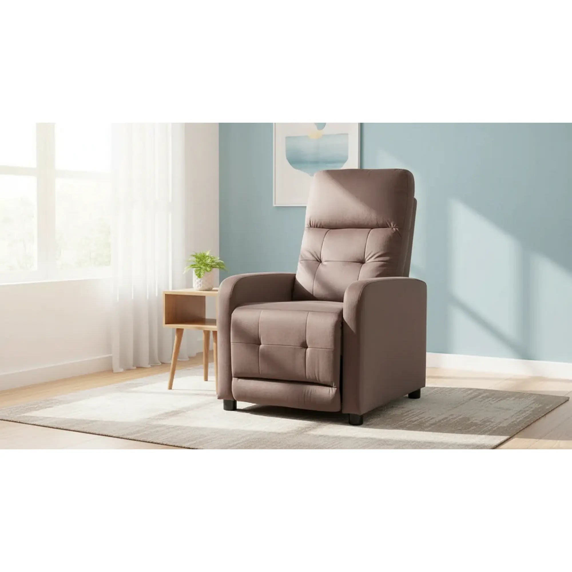 Fotoliu rabatabil OTUS, stofa catifelata cappuccino - Bluvel 38, 66x92/144x100 cm