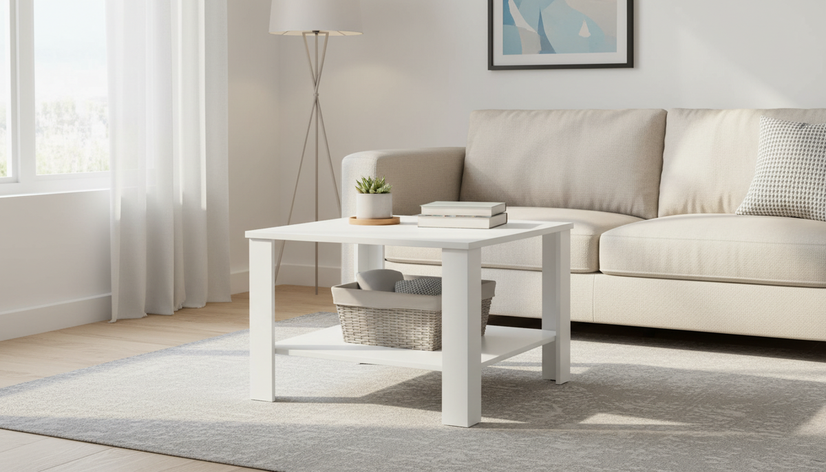 Masuta cafea ODETTE, alb, PAL, 68x68x48 cm