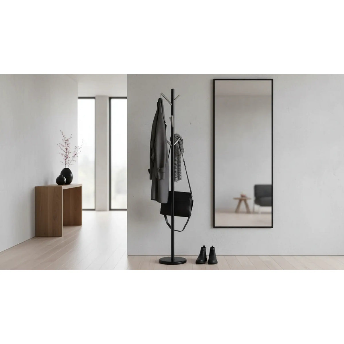 Cuier pom ALLEN, negru/crom, metal, 28x176 cm
