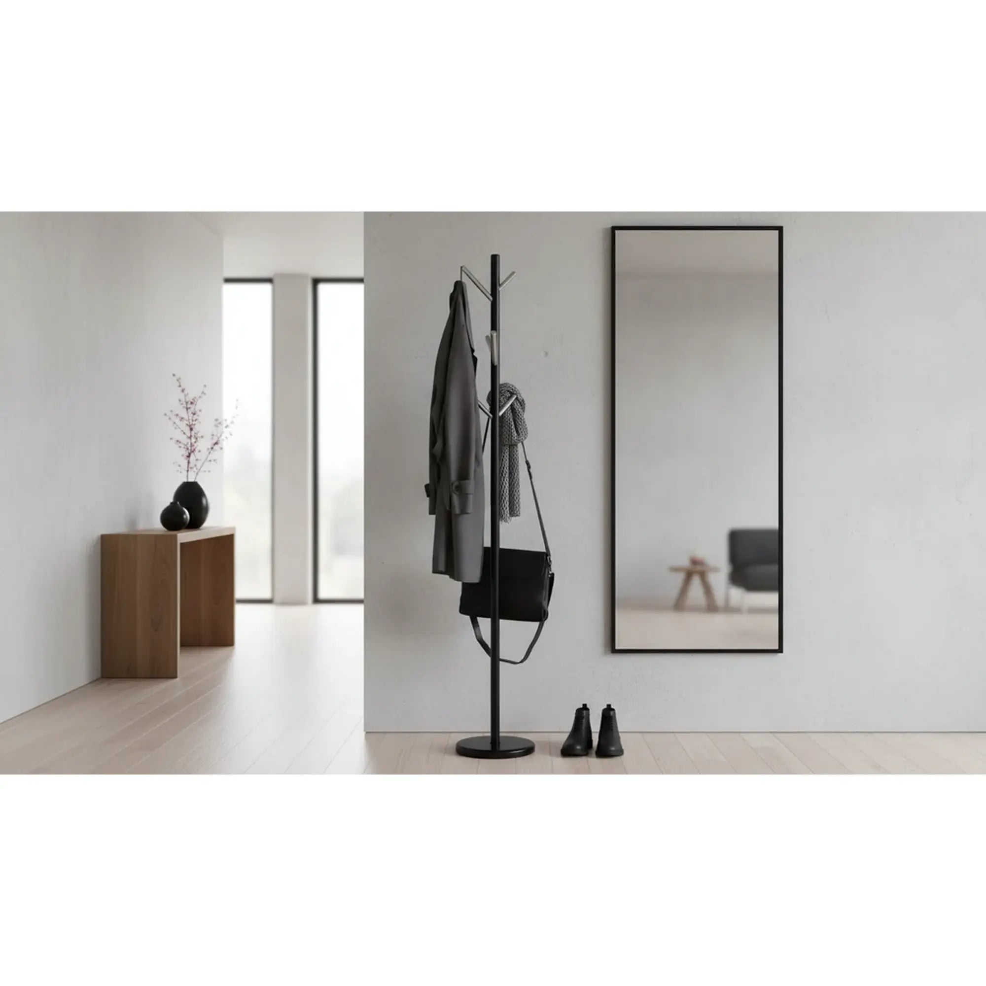 Cuier pom ALLEN, negru/crom, metal, 28x176 cm