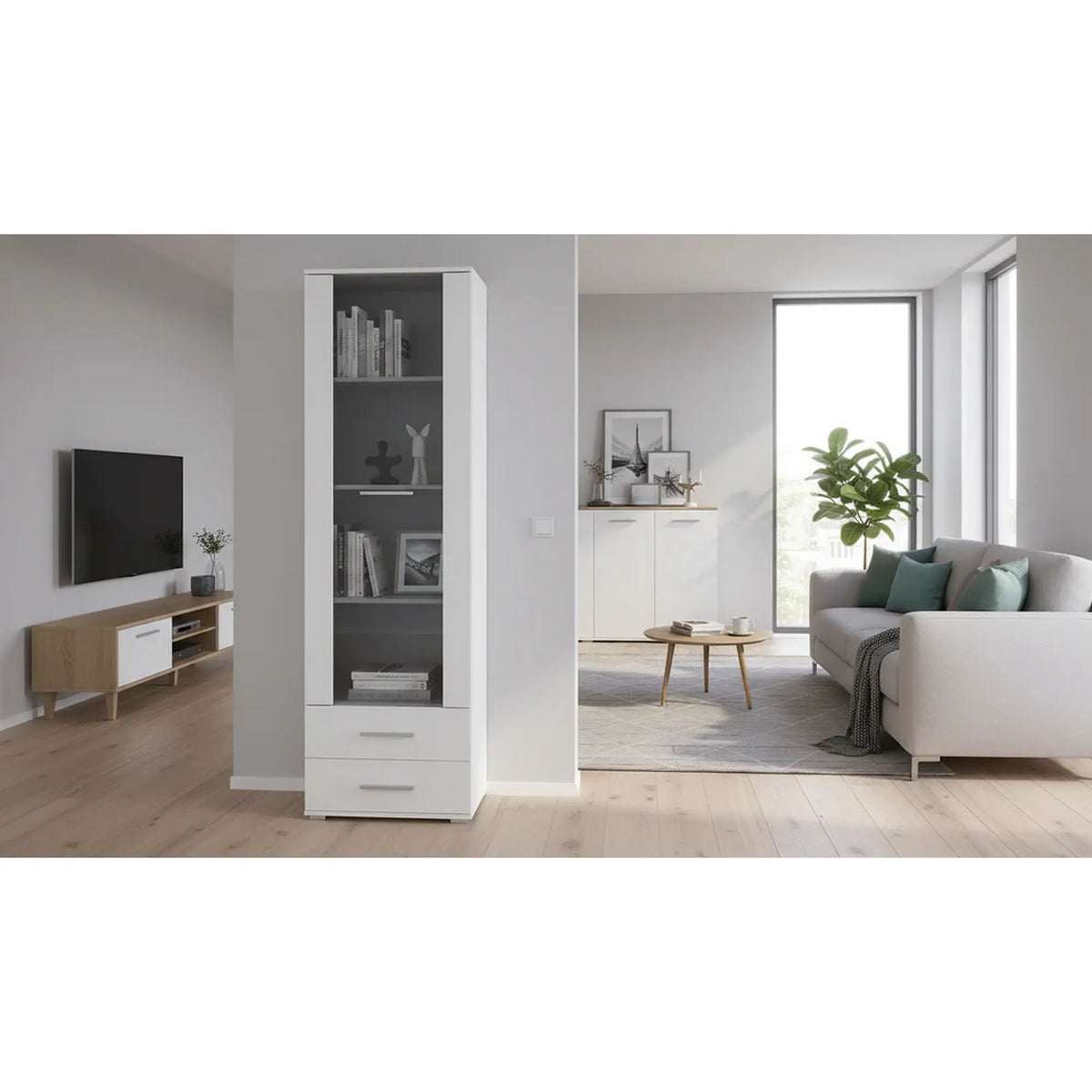 Vitrina LIMA W-1, alb, PAL laminat/sticla, 60x40x200 cm