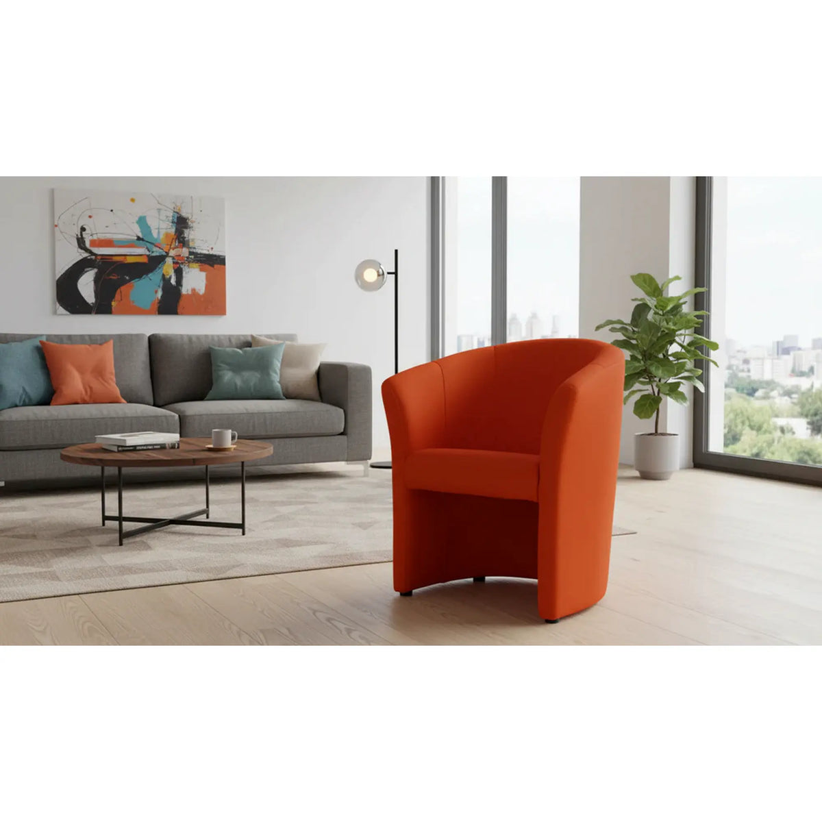 Fotoliu TM-1, rosu/negru, piele ecologica/plastic, 67x60x76 cm