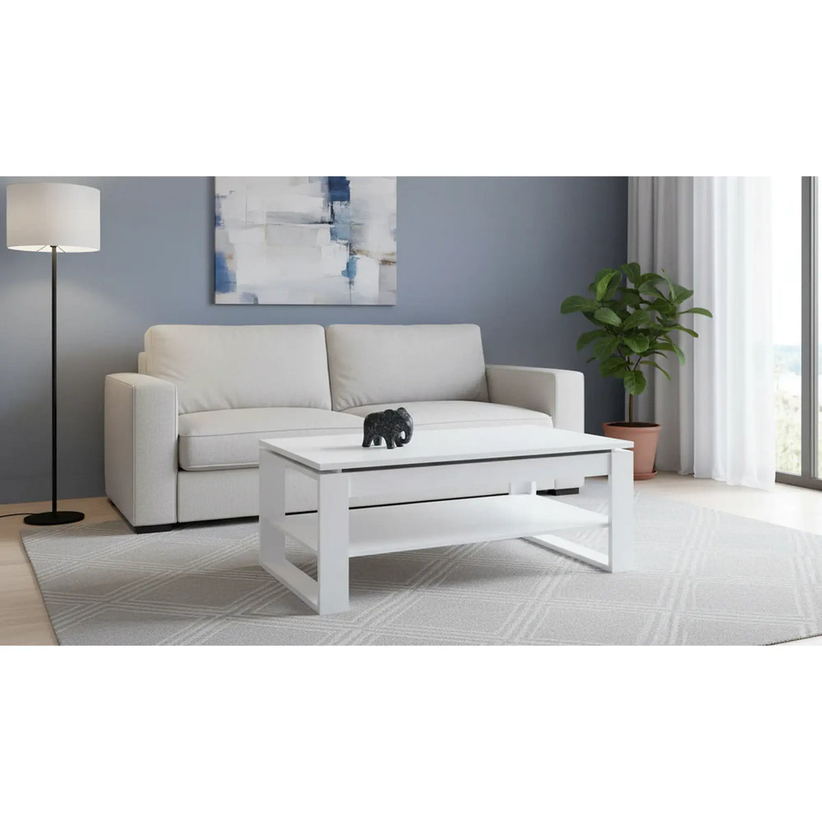 Masuta cafea BETTY, alb, PAL laminat, 120x65/92x50/72 cm