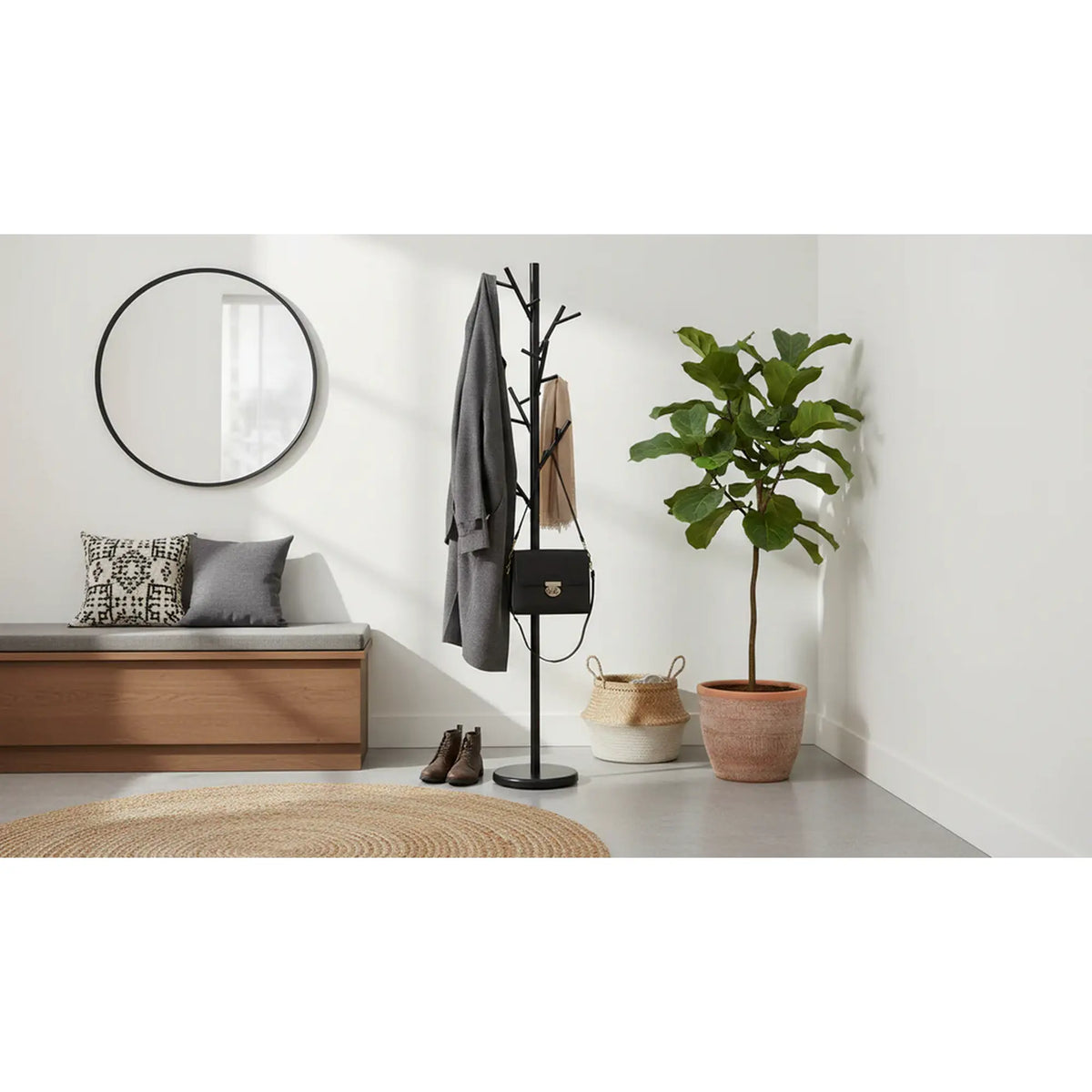 Cuier pom W33, negru, otel, 30x176 cm