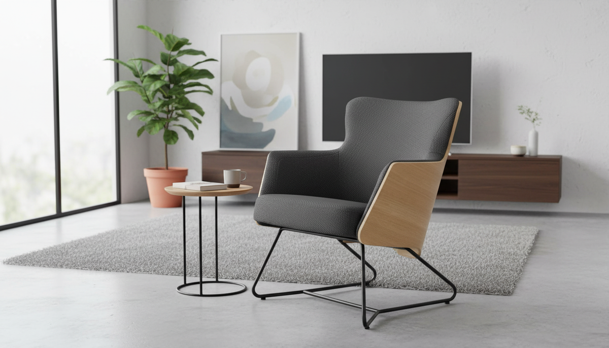 Fotoliu CHILLOUT, gri inchis, stofa, 74x67x79 cm