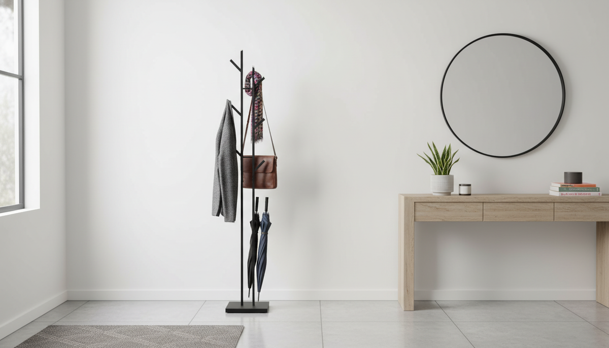 Cuier pom ALEXA, negru, metal/plastic, 29x117 cm