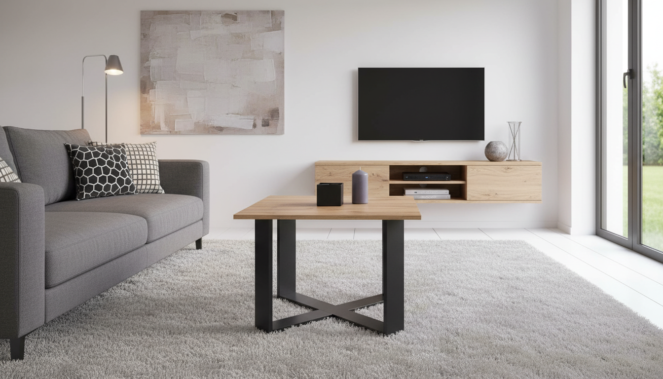 Masuta cafea Cross, stejar wotan/negru, PAL furniruit, 67x67x50 cm