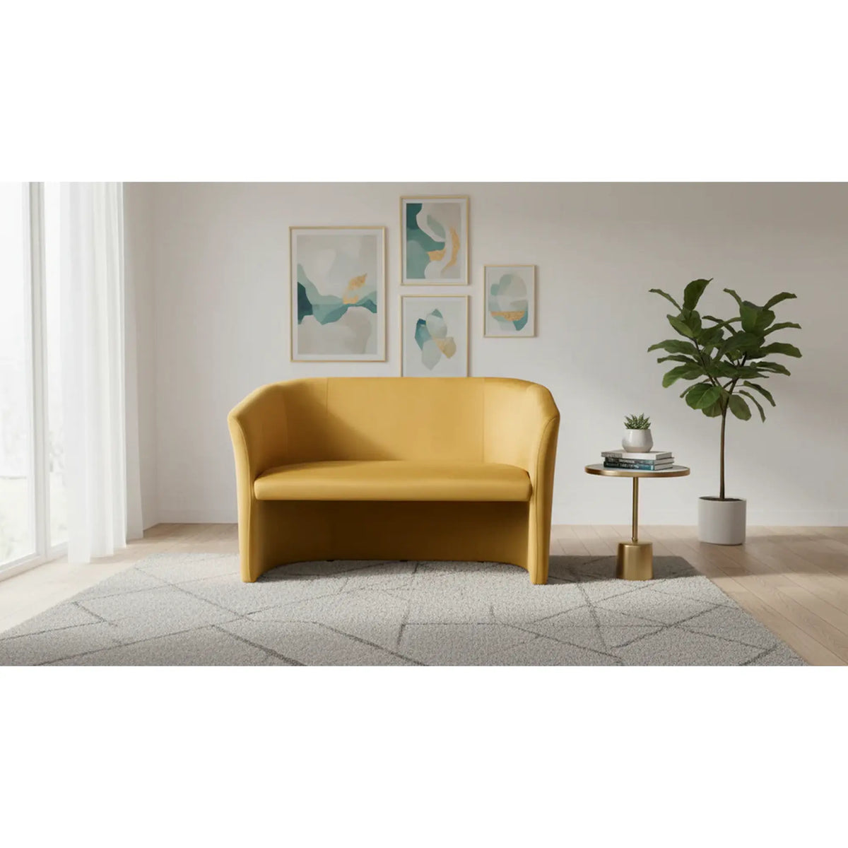 Canapea TM-2, stofa catifelata galben - Bluvel 68, 126x60x76 cm