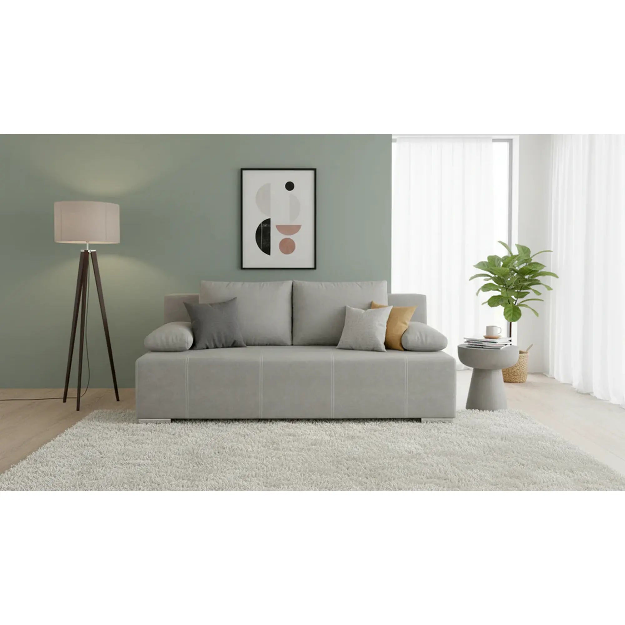 Canapea extensibila STREET IV, stofa catifelata gri - Enjoy new 21, 197x98x95 cm