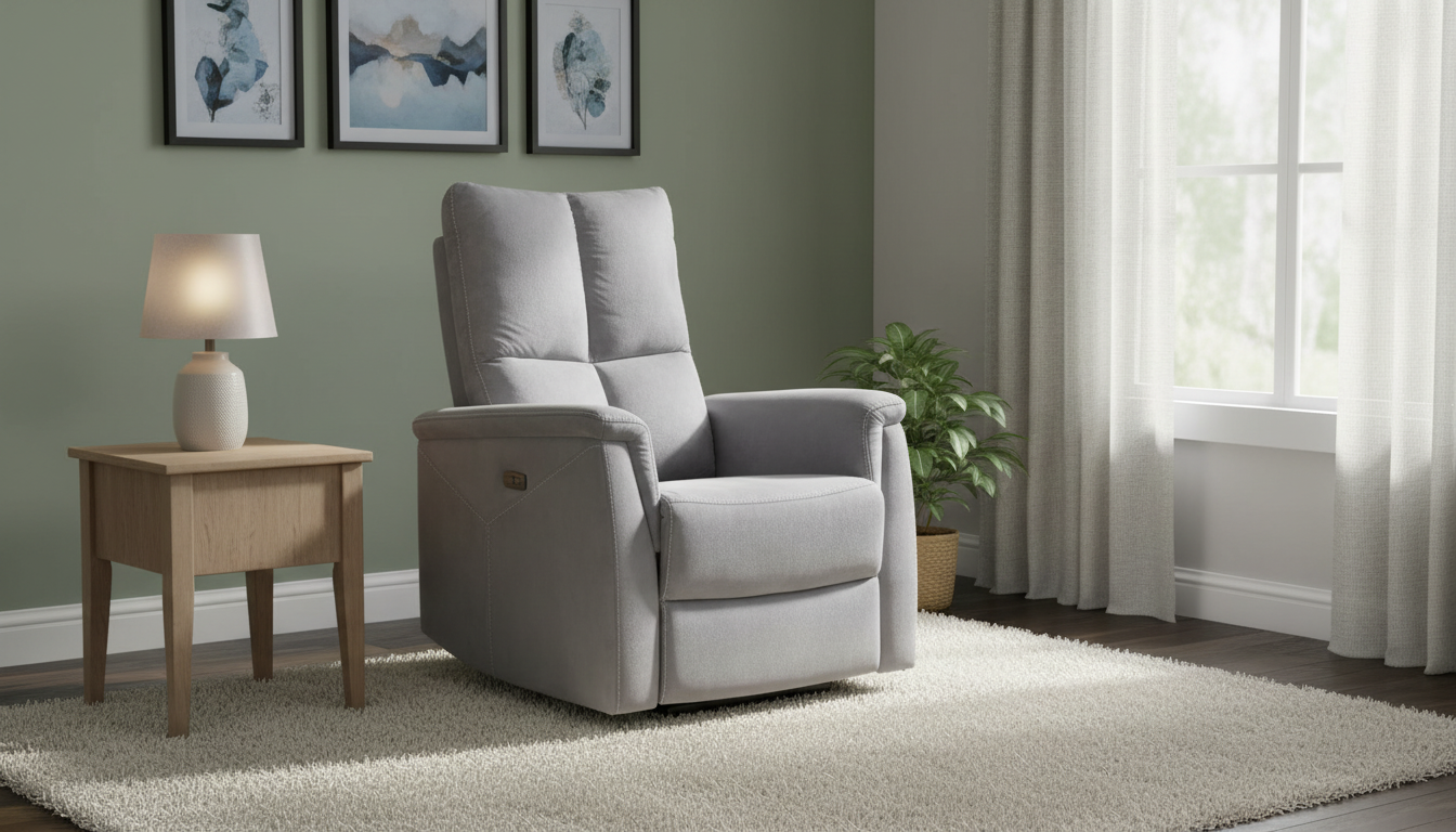 Fotoliu recliner NEPTUN, stofa catifelata gri - Bluvel 14, 76x94/160x96 cm