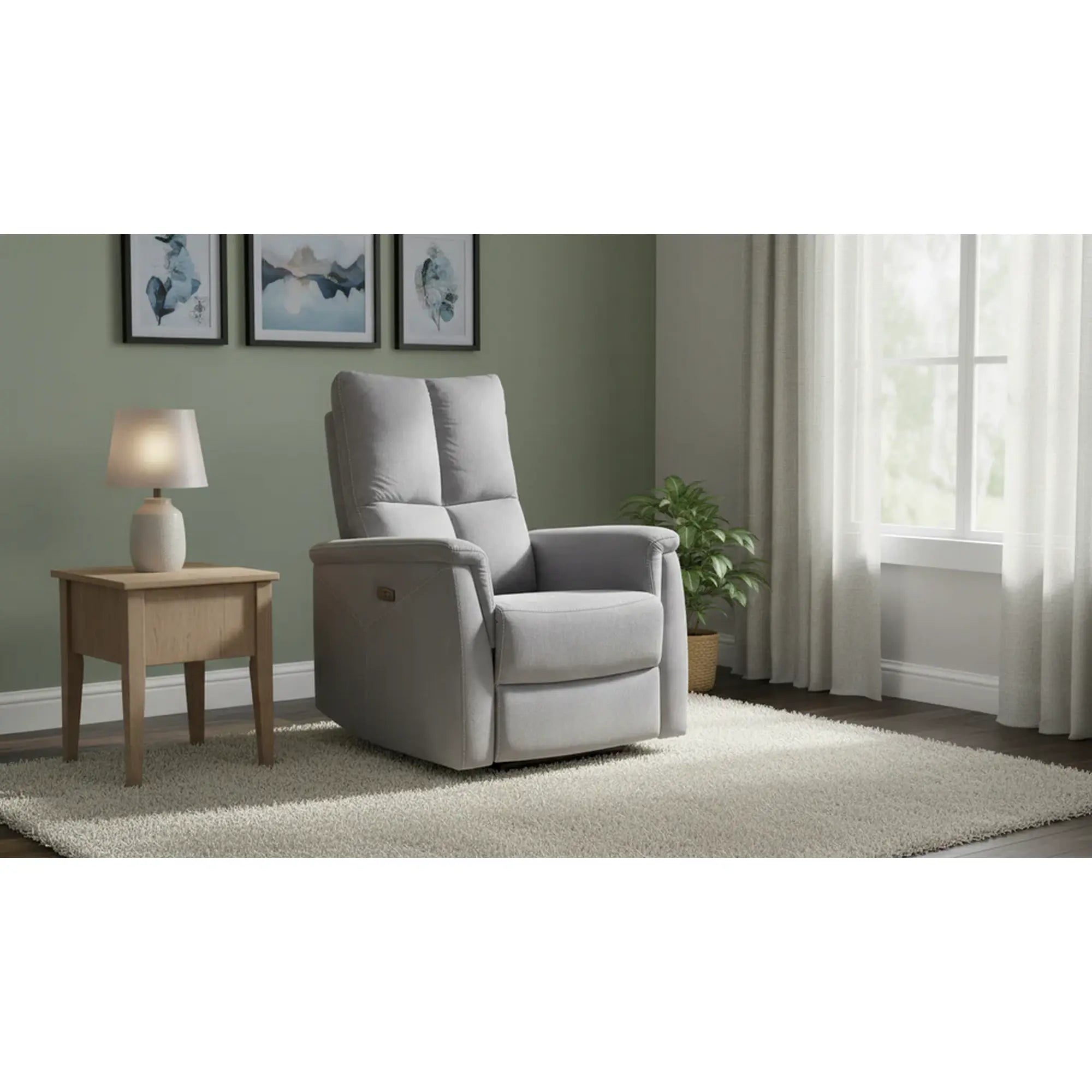 Fotoliu recliner NEPTUN, stofa catifelata gri - Bluvel 14, 76x94/160x96 cm