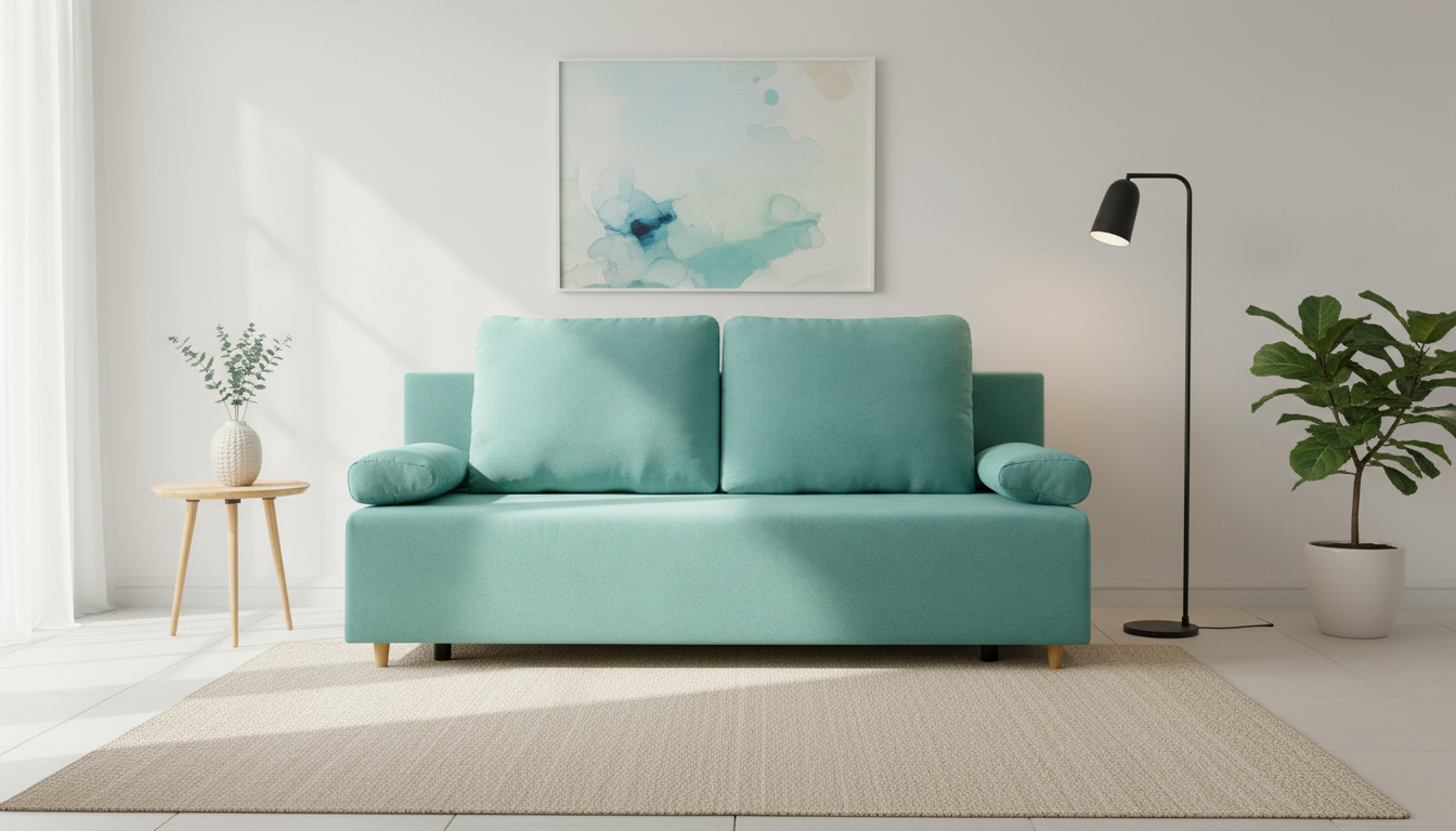 Canapea extensibila SUN, stofa catifelata verde menta - Enjoy new 18, 193x92x96 cm