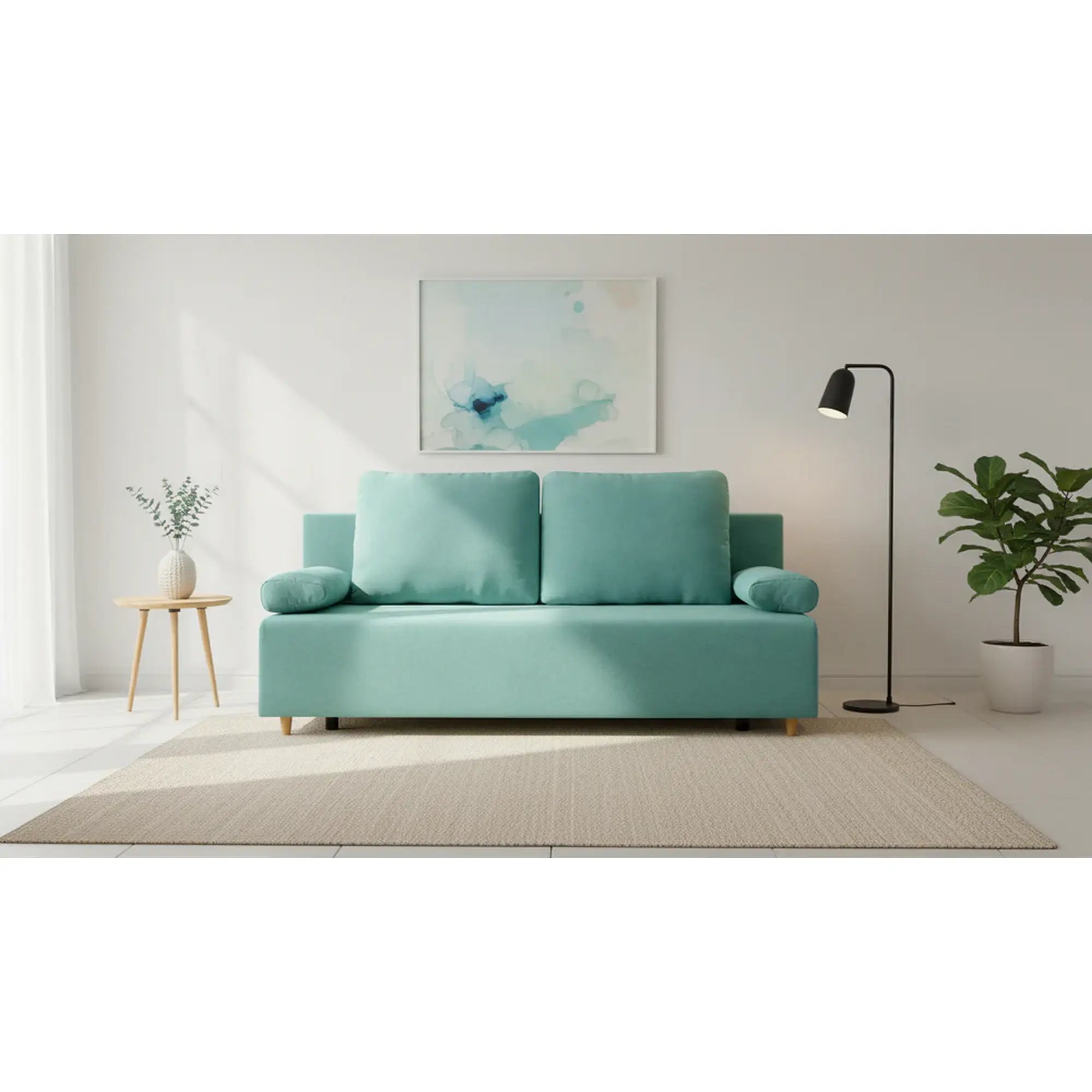 Canapea extensibila SUN, stofa catifelata verde menta - Enjoy new 18, 193x92x96 cm