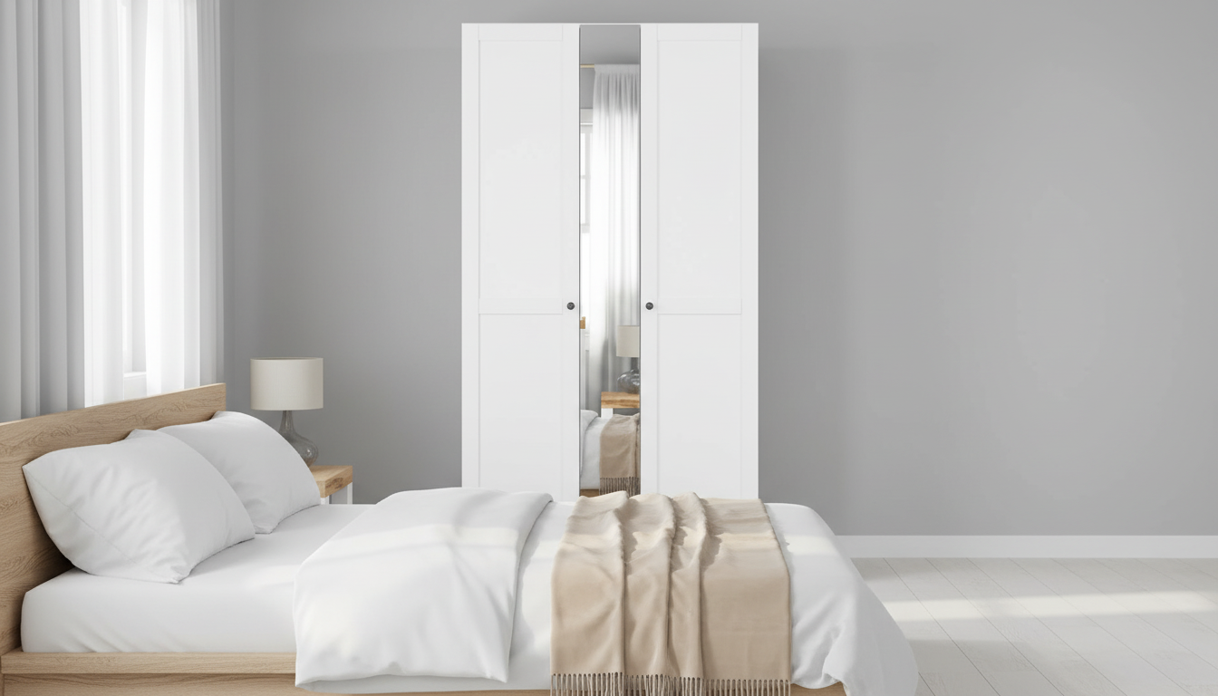 Dulap FLEX, alb, PAL, cu 3 usi, 125x66x240 cm