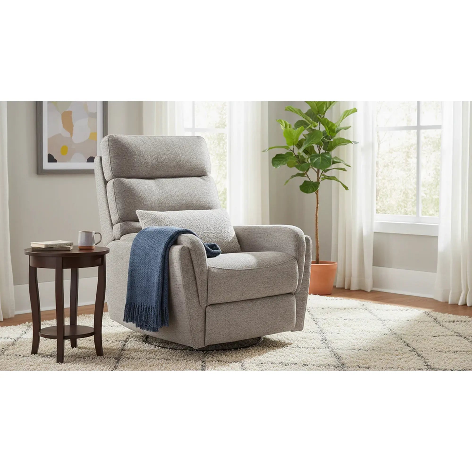 Fotoliu recliner ARGOS, stofa clasica gri - Raven 07, 78x82/162x107 cm