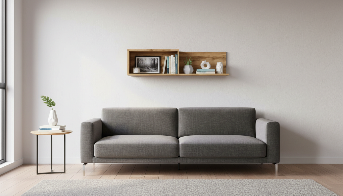 Raft perete NUIS, stejar wotan, PAL, 103x22x26 cm