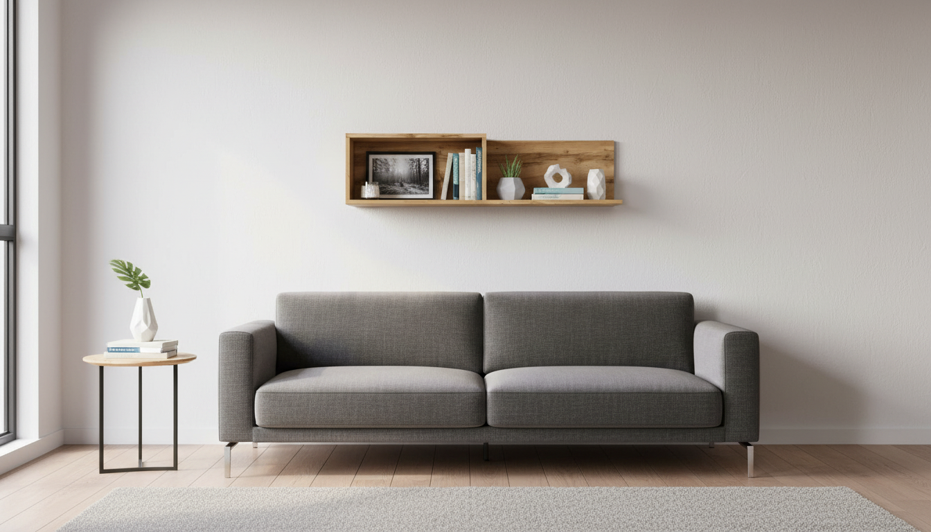 Raft perete NUIS, stejar wotan, PAL, 103x22x26 cm