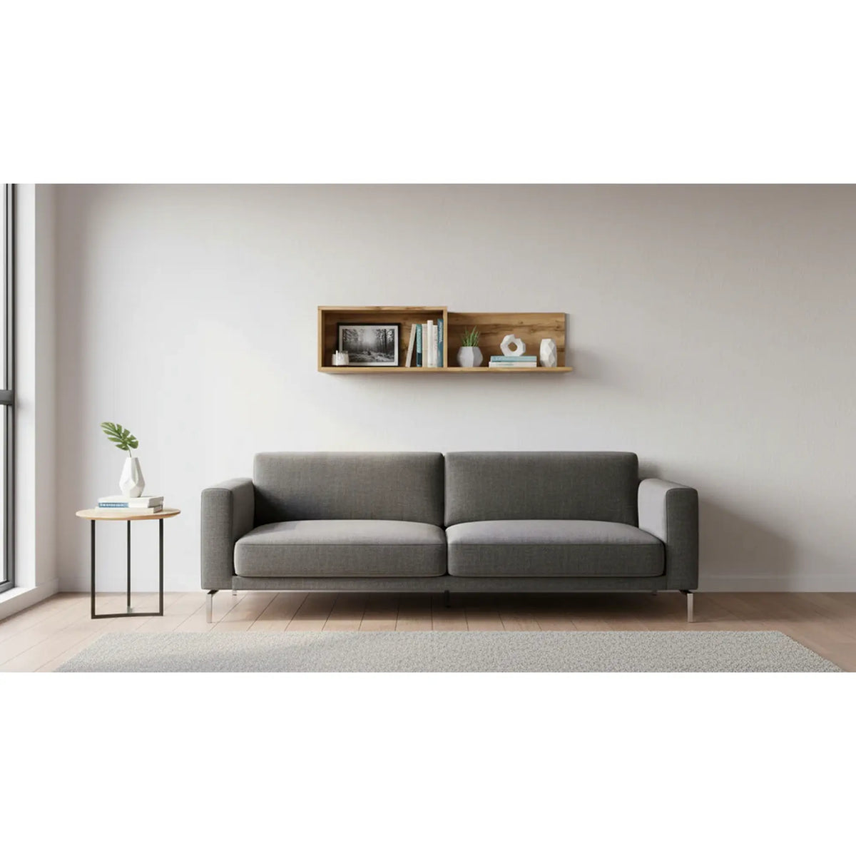 Raft perete NUIS, stejar wotan, PAL, 103x22x26 cm
