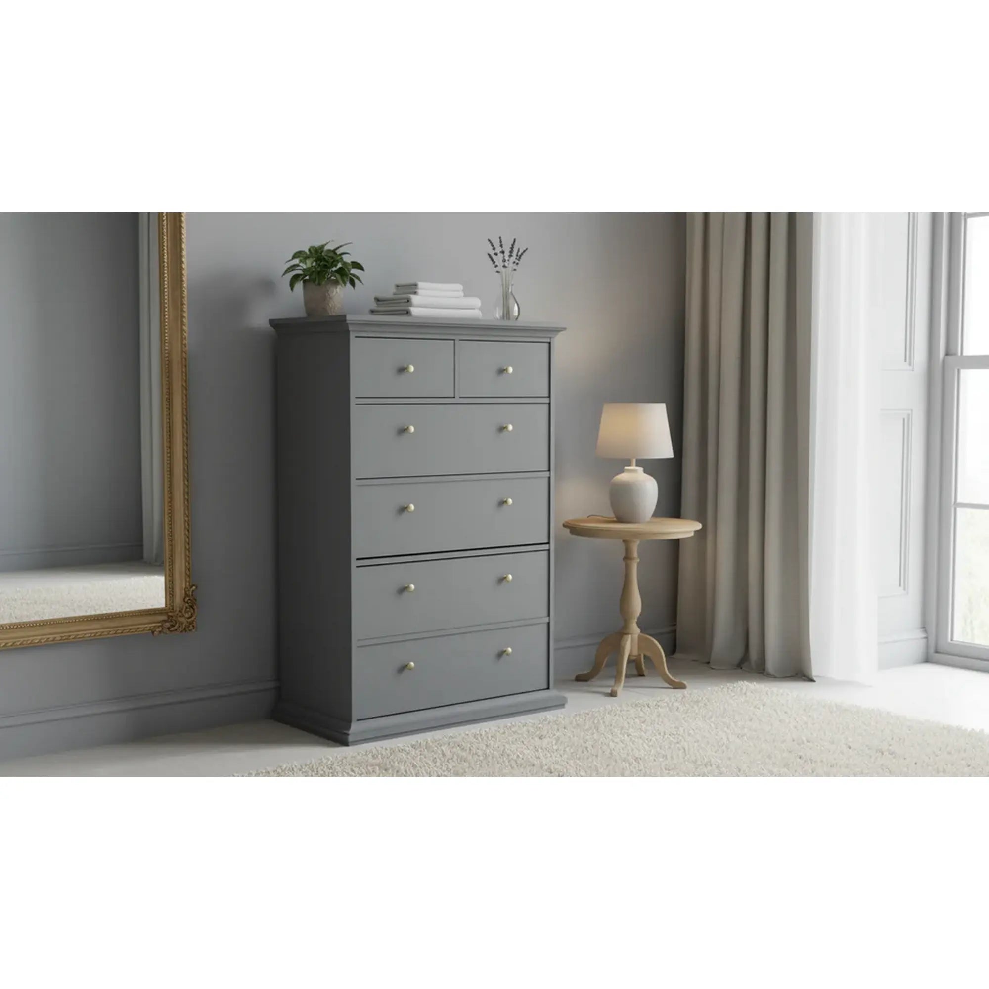 Comoda PARIS, gri, PAL laminat/metal, 96x49x140 cm