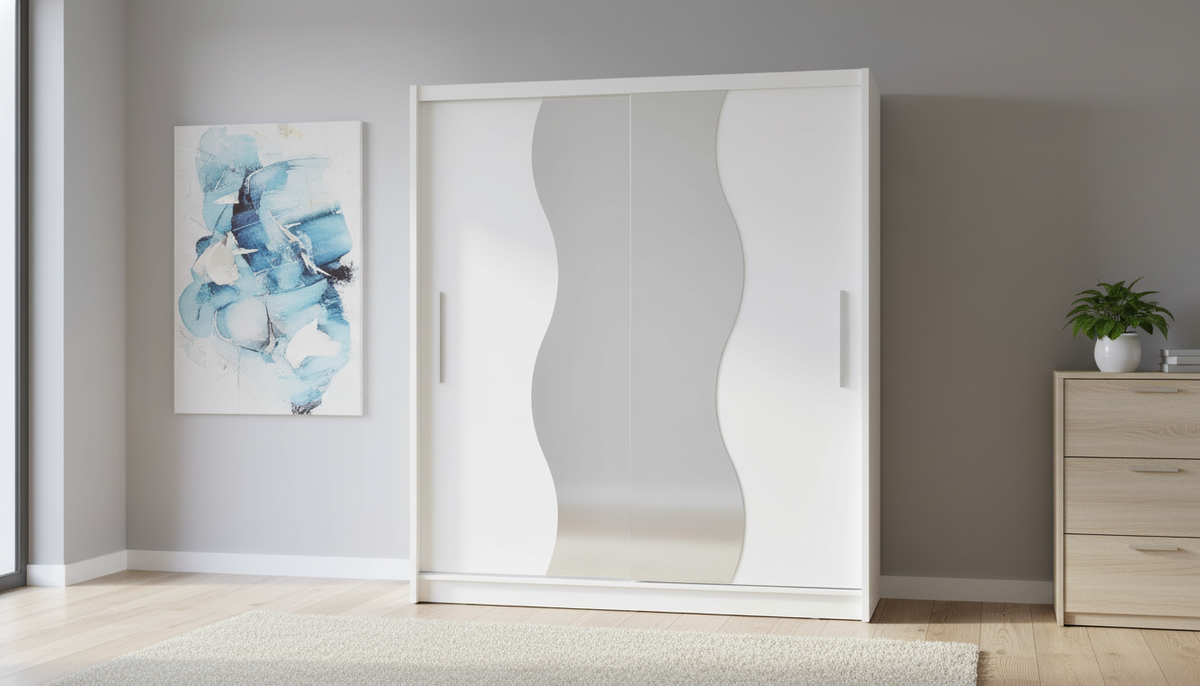 Dressing BIRGAMO TYP 1, alb, DTD laminat, cu 2 usi, 205x63x215 cm