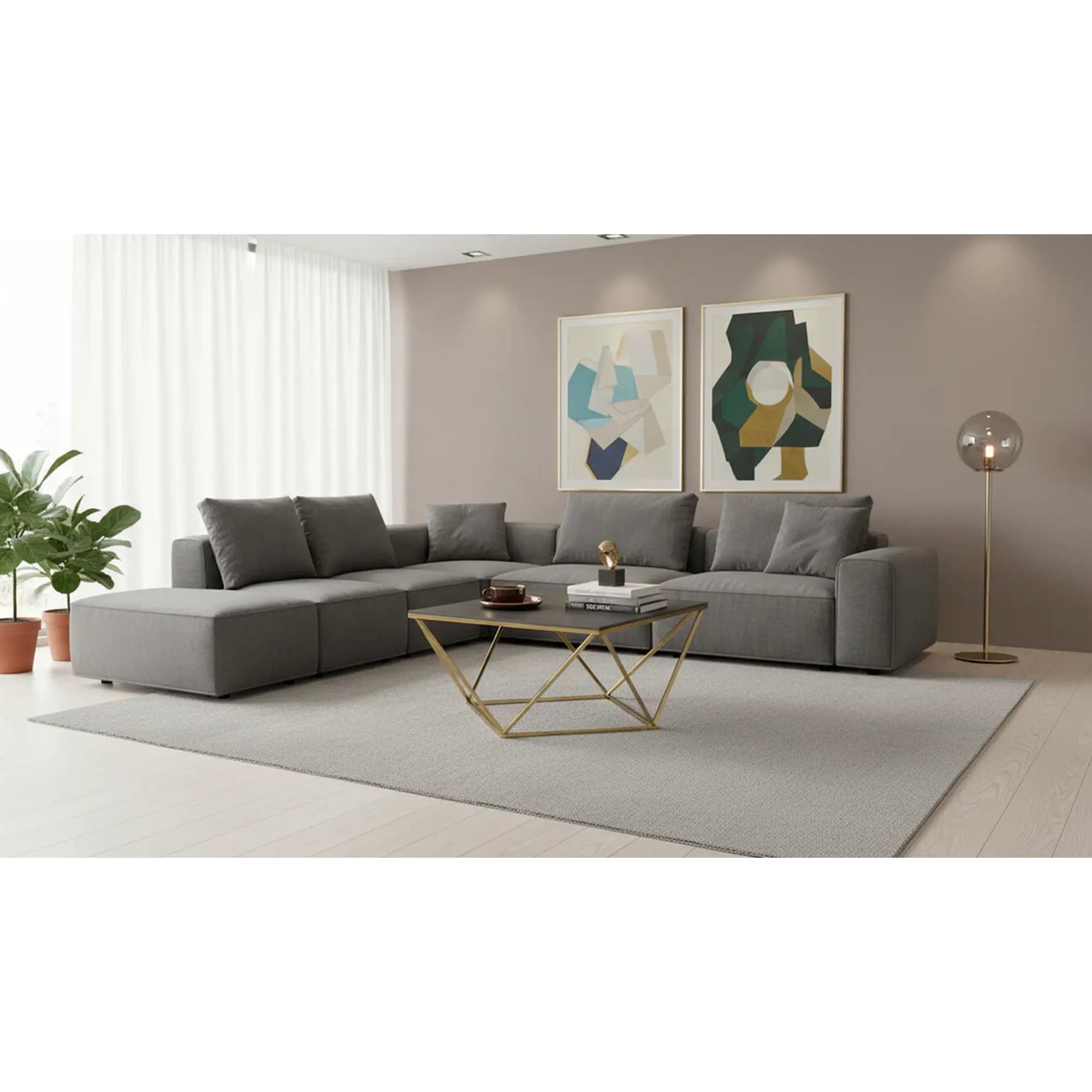 Masuta cafea FELICIA, negru/auriu, ceramica/metal, 80x80x46 cm