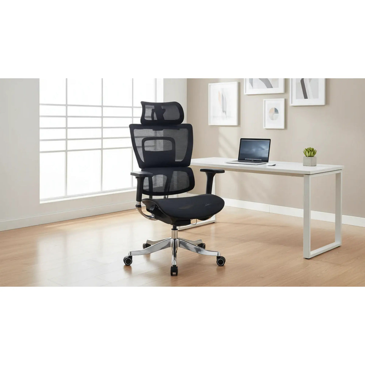 Scaun de birou WINNER LUX, negru/crom, plasa/metal, 64x51x114 cm