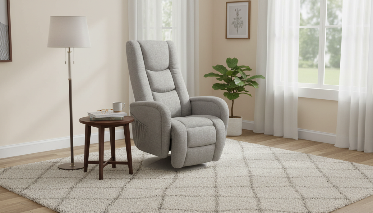 Fotoliu recliner PULSAR 2, gri, stofa/PVC, 68x85/135x85/106 cm