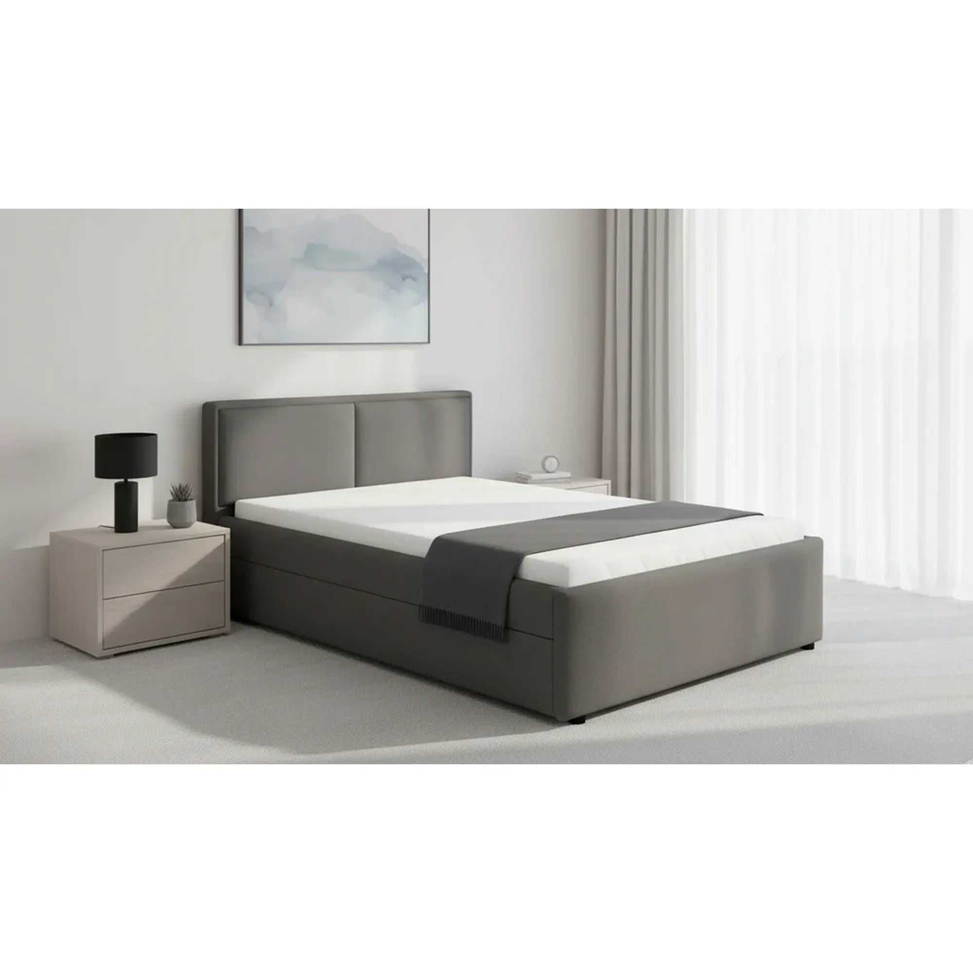 Cadru pat NEDIN 120x200, stofa clasica gri inchis - Maya 21