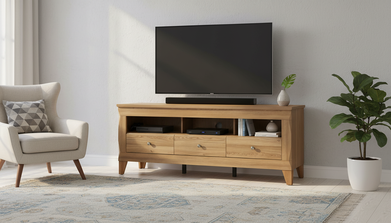 Comoda TV BERGEN RTV3S, stejar auriu, PAL, 156x47x64 cm