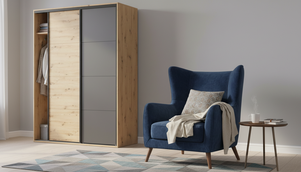 Dulap FLEX, stejar artisan/gri grafit, PAL, cu 2 usi, 150x66x240 cm