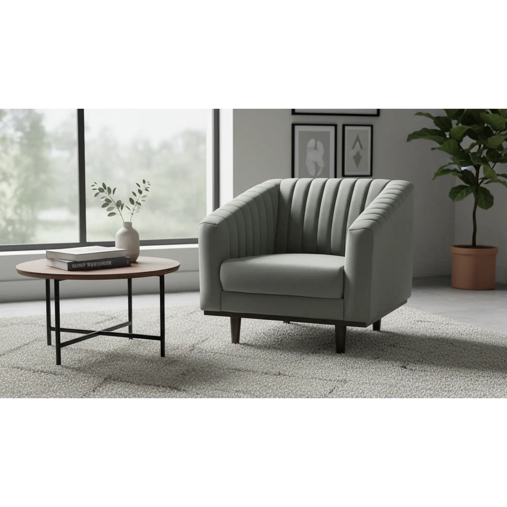 Fotoliu ASPREY, stofa catifelata gri - Bluvel 14, 83x85x78 cm