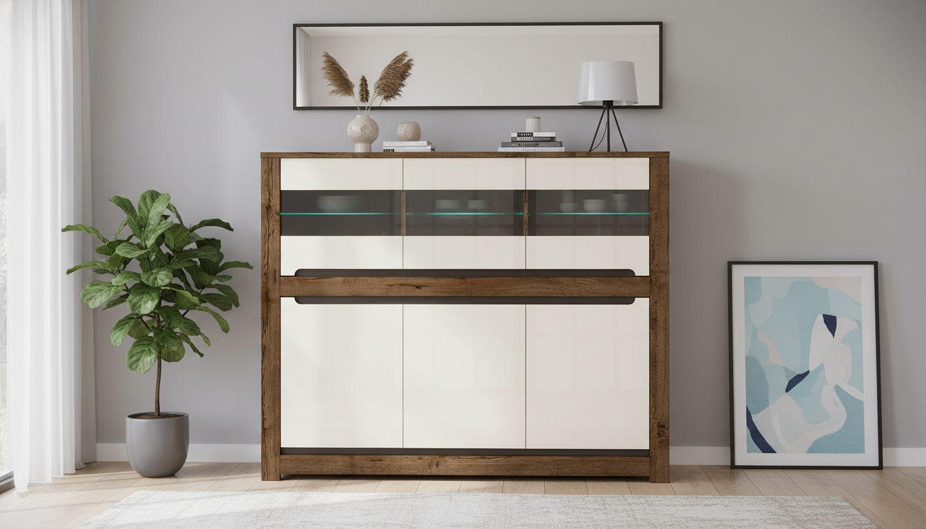 Comoda RUSO KOM3W3D, nuc/bej, PAL, 149x46x121 cm