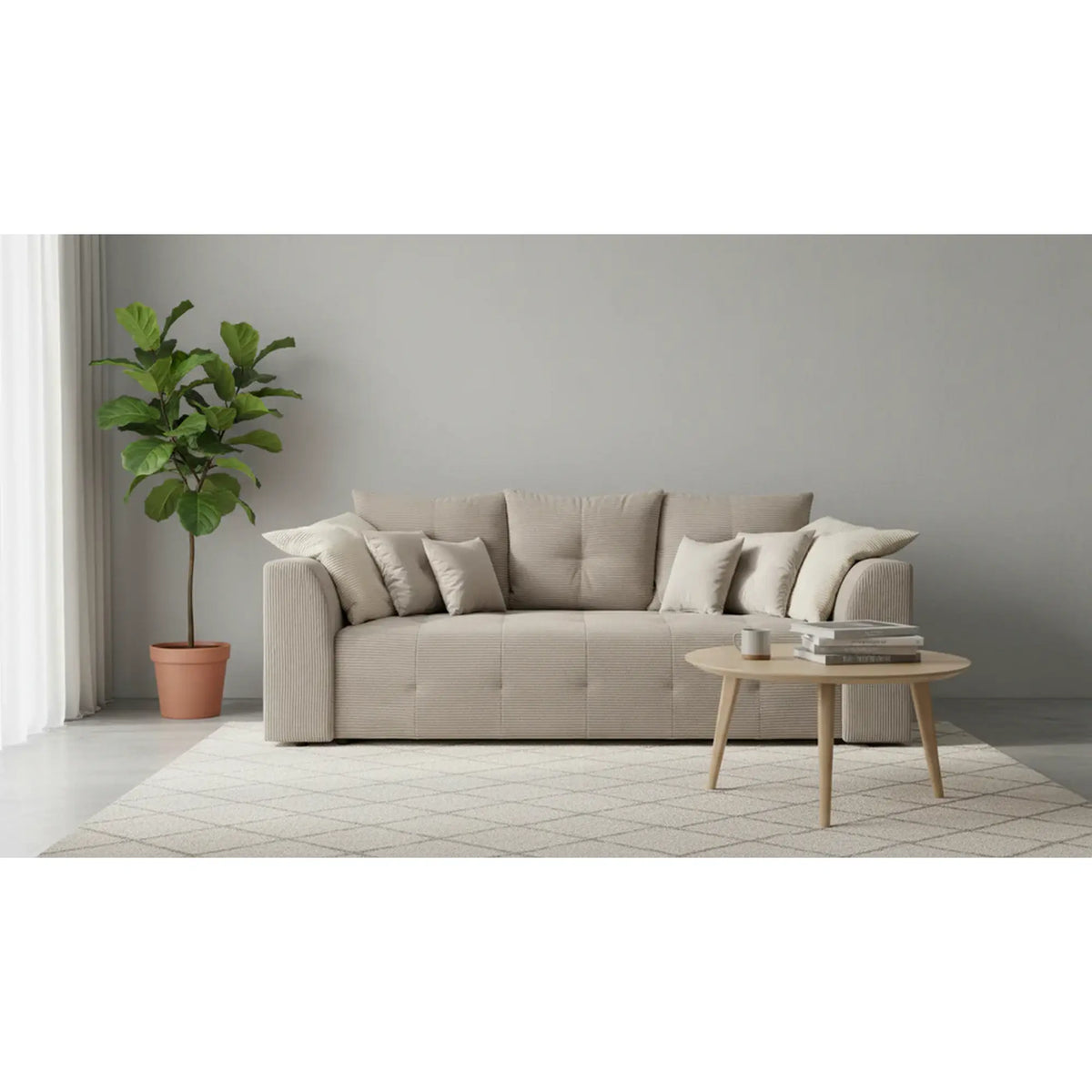 Canapea extensibila ROYAL IV, stofa catifelata bej - Poso 2, 247x116x96 cm