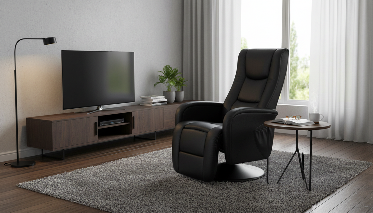 Fotoliu PULSAR, negru, piele ecologica/PVC, 68x85/135x85/106 cm