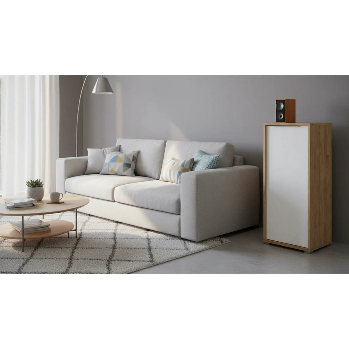 Dulap RIOMA TYP 10, stejar artisan/alb, DTD laminat, cu o usa, 50x38x112 cm