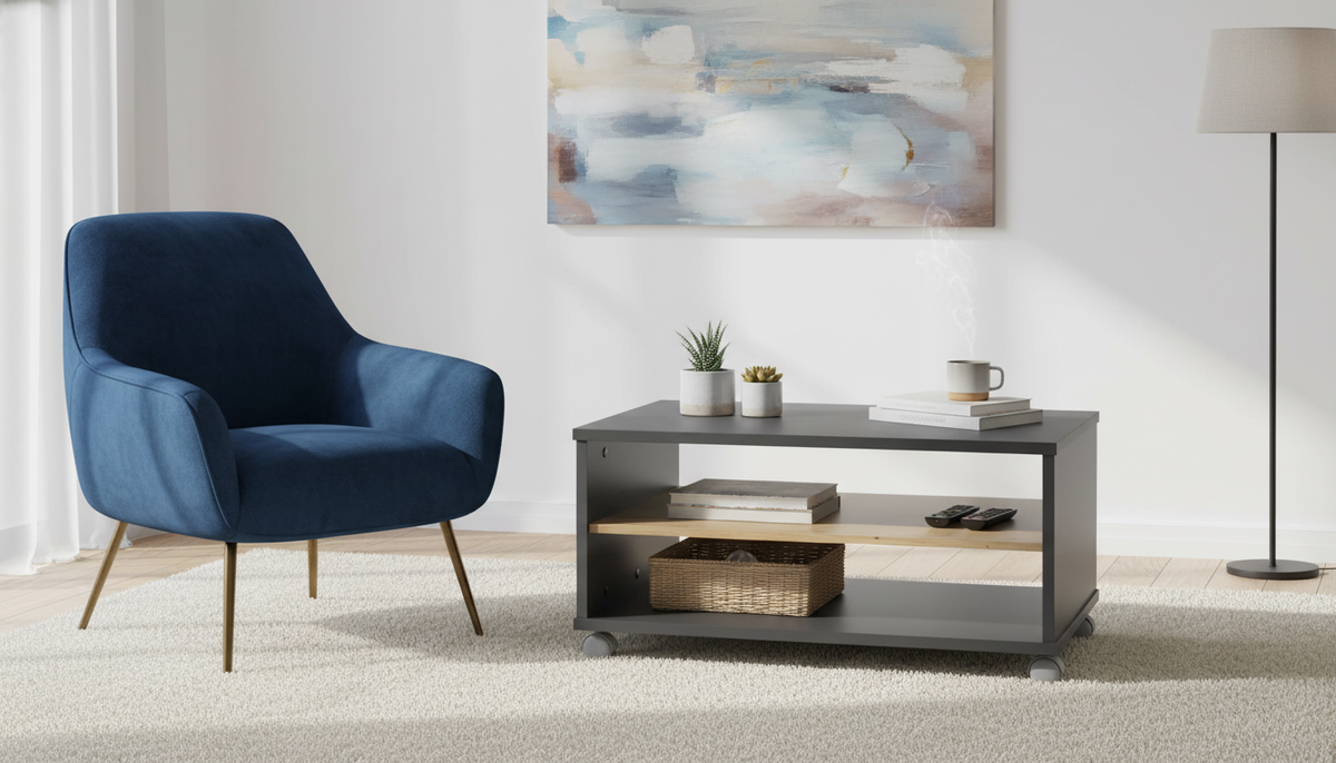 Masuta cafea RIOMA NEW TYP 32, gri grafit/stejar artisan, DTD laminat, 90x60x45 cm