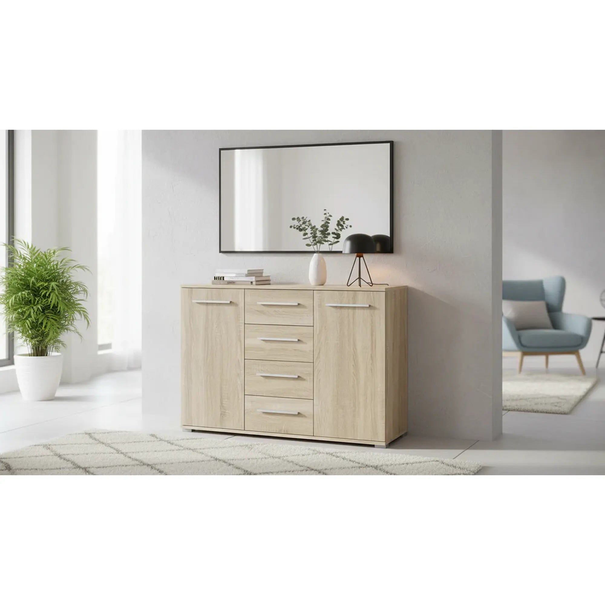 Comoda Lima KM4, stejar sonoma, PAL, 116x40x82 cm
