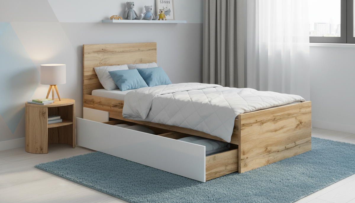 Cadru pat NUIS 90x200, stejar wotan, PAL laminat