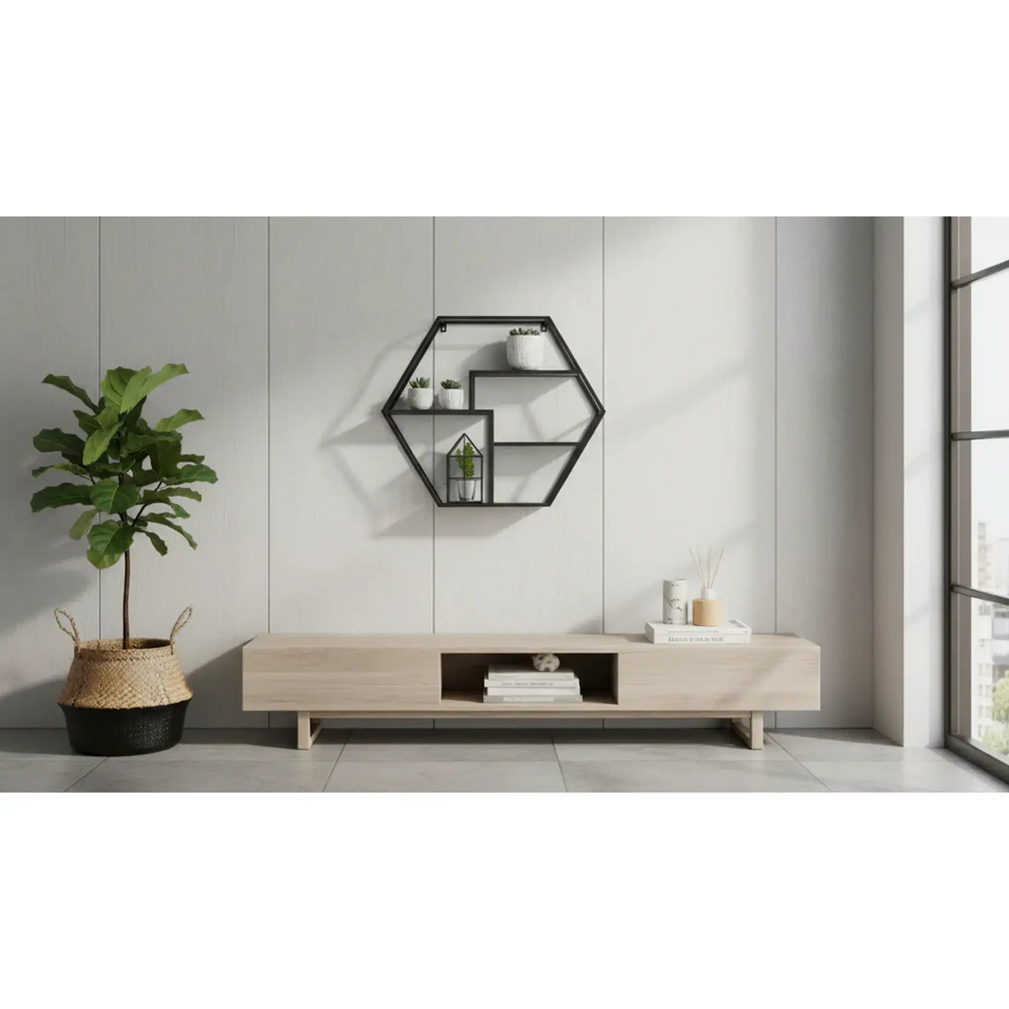 Raft POL, negru, metal, 60x13x52 cm