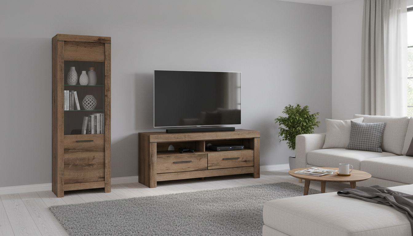 Mobilier living BALIN, stejar, PAL, 2 piese