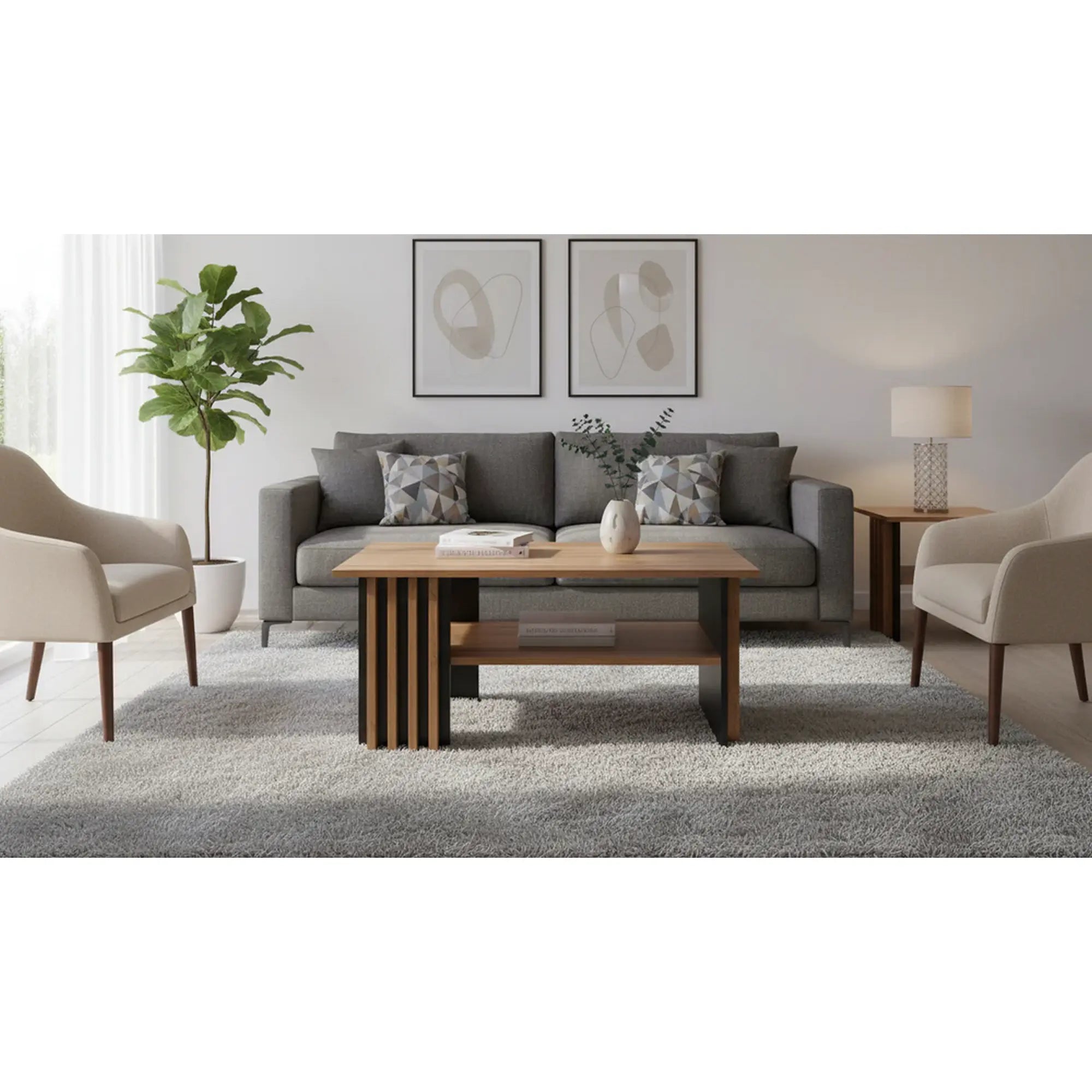 Masuta cafea EVITA, stejar artisan/negru, PAL laminat, 100x60x50 cm